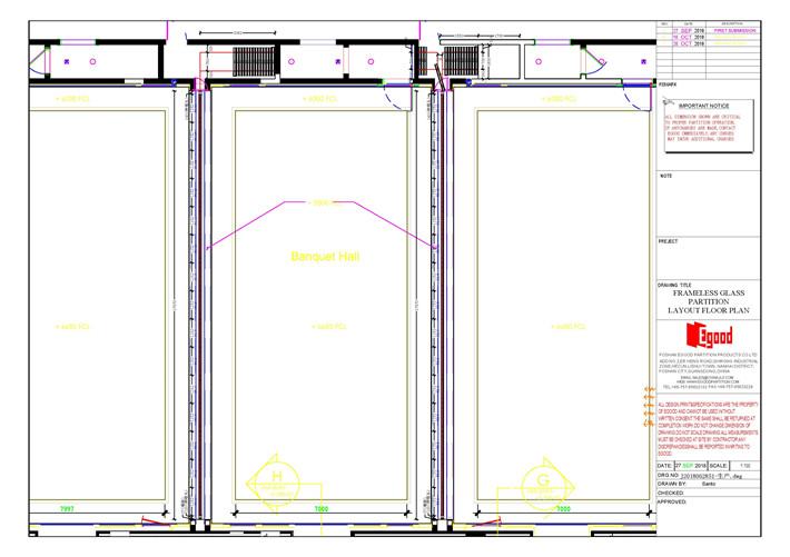 sliding folding partition drawing